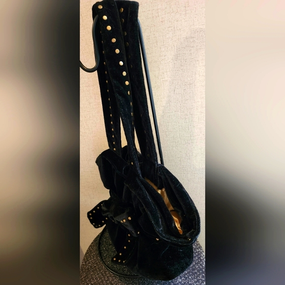 Diane Gail black studded velvet shoulder bag EUC - Picture 3 of 7